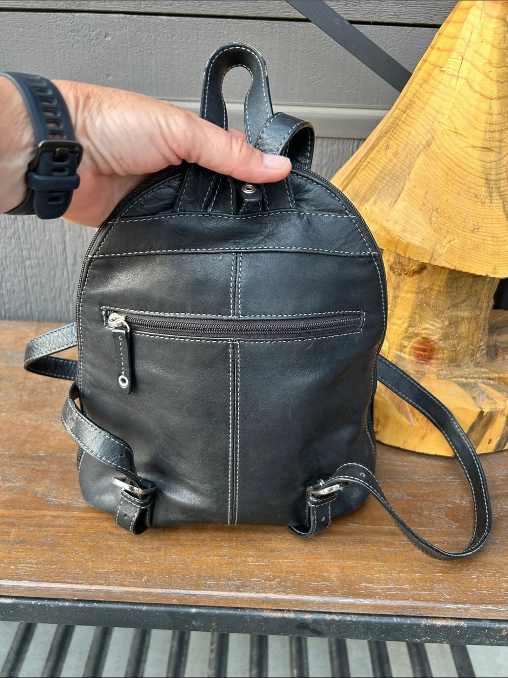 Tignanello Leather Black  Backpack